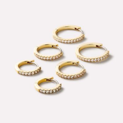 Gold Huggie Hoop Earrings - Pave Huggie Hoops Small