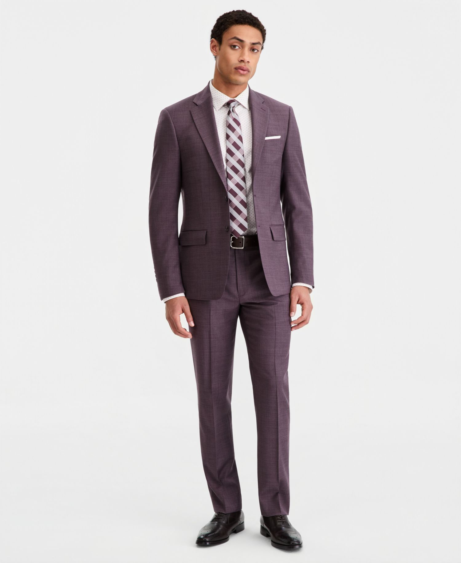 Men's Slim-Fit Wool-Blend Plaid Suit Separates