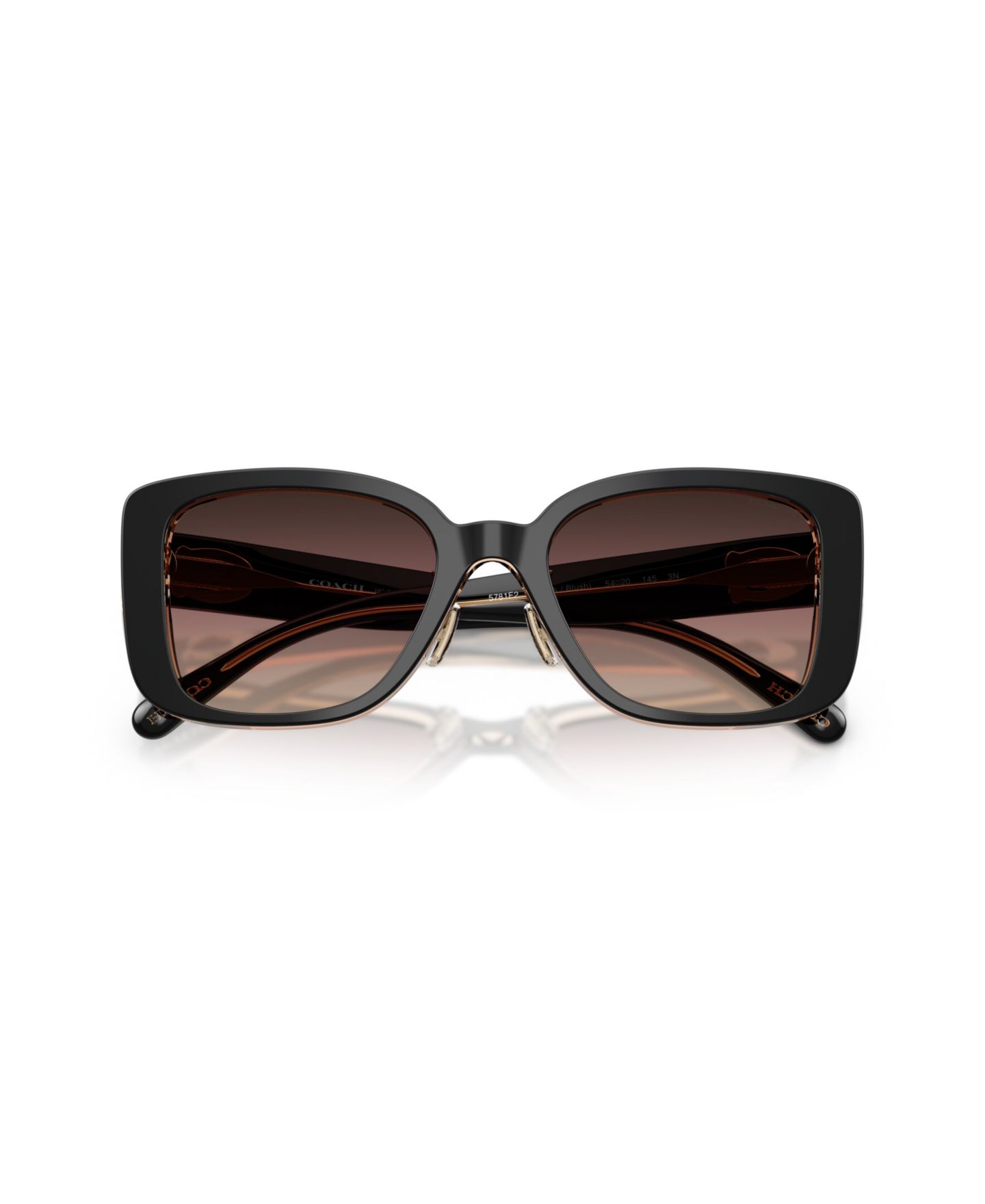 Женские солнцезащитные очки COACH Square Sunglasses, CD472 HC8352, цвет: Чёрный / Пудровый — фото 5
