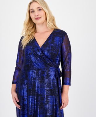 Plus Size Metallic Side-Tie Midi Dress