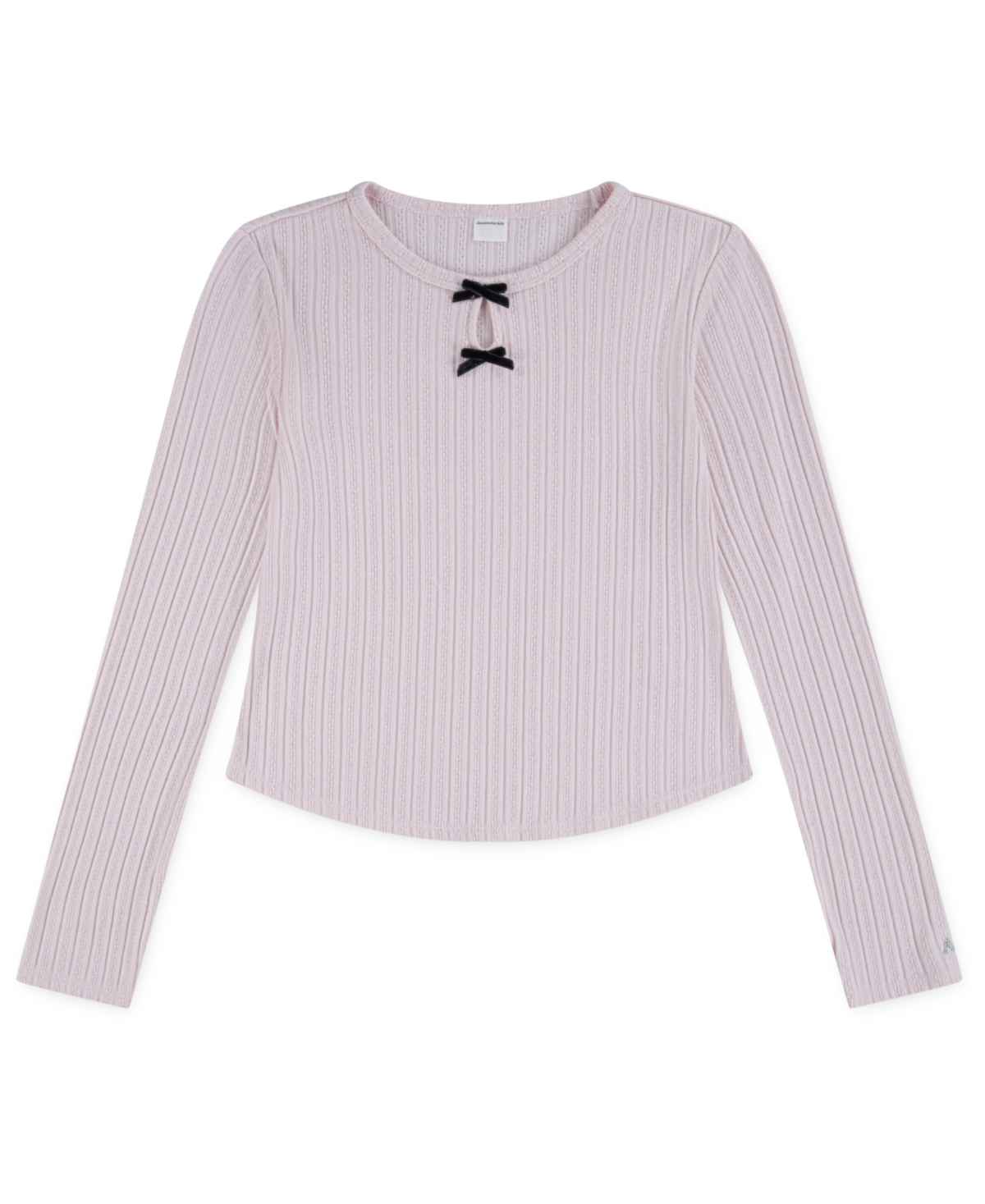 Abercrombie Kids' Girls Double Bow Pointelle Long Sleeve Top In Pink