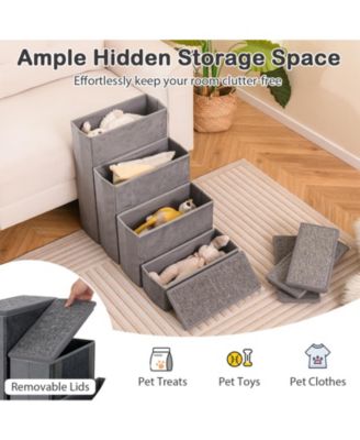 4-Step Dog Stairs Non-slip Foldable Dog Ramp with Adjustable Steps