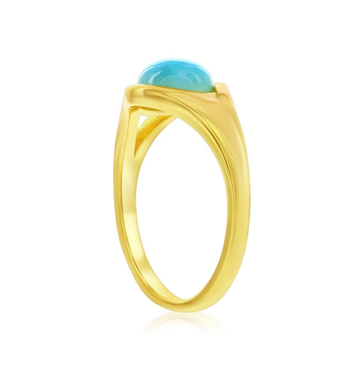 Caribbean Treasures Sterling Silver, Round Larimar Ring