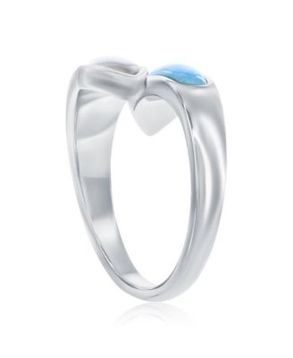 Steling Silver, MOP & Larimar Bypass Ring