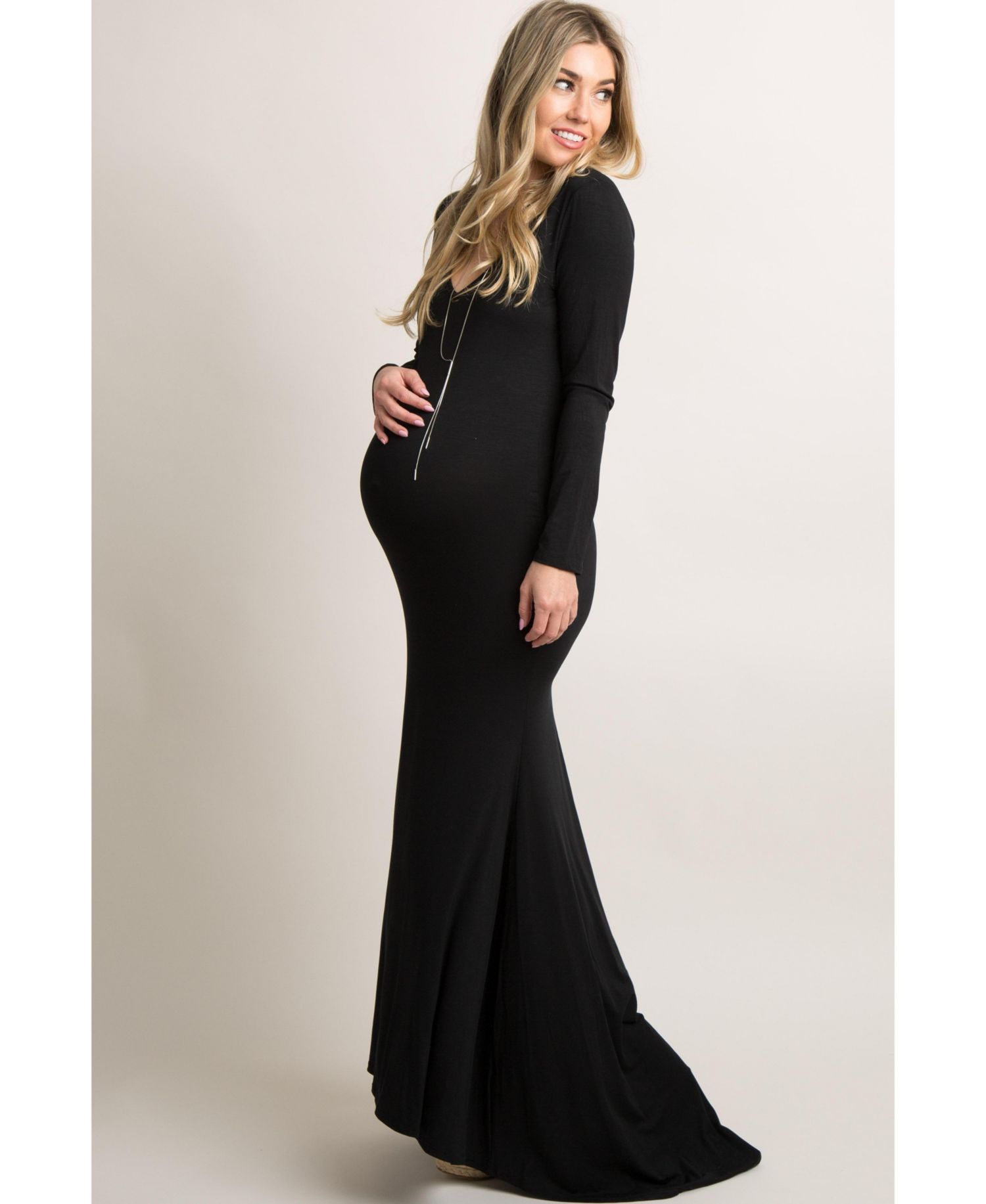 Women's Black Long Sleeve Photoshoot Gown/Dress