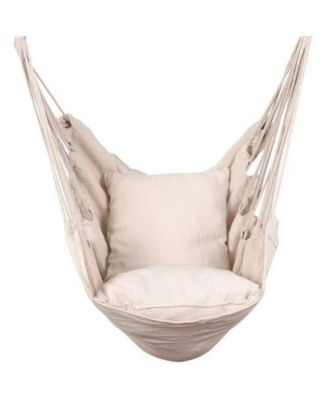 Natural Rope Hammock Chair Swing with 2 Cushions Carrying Bag