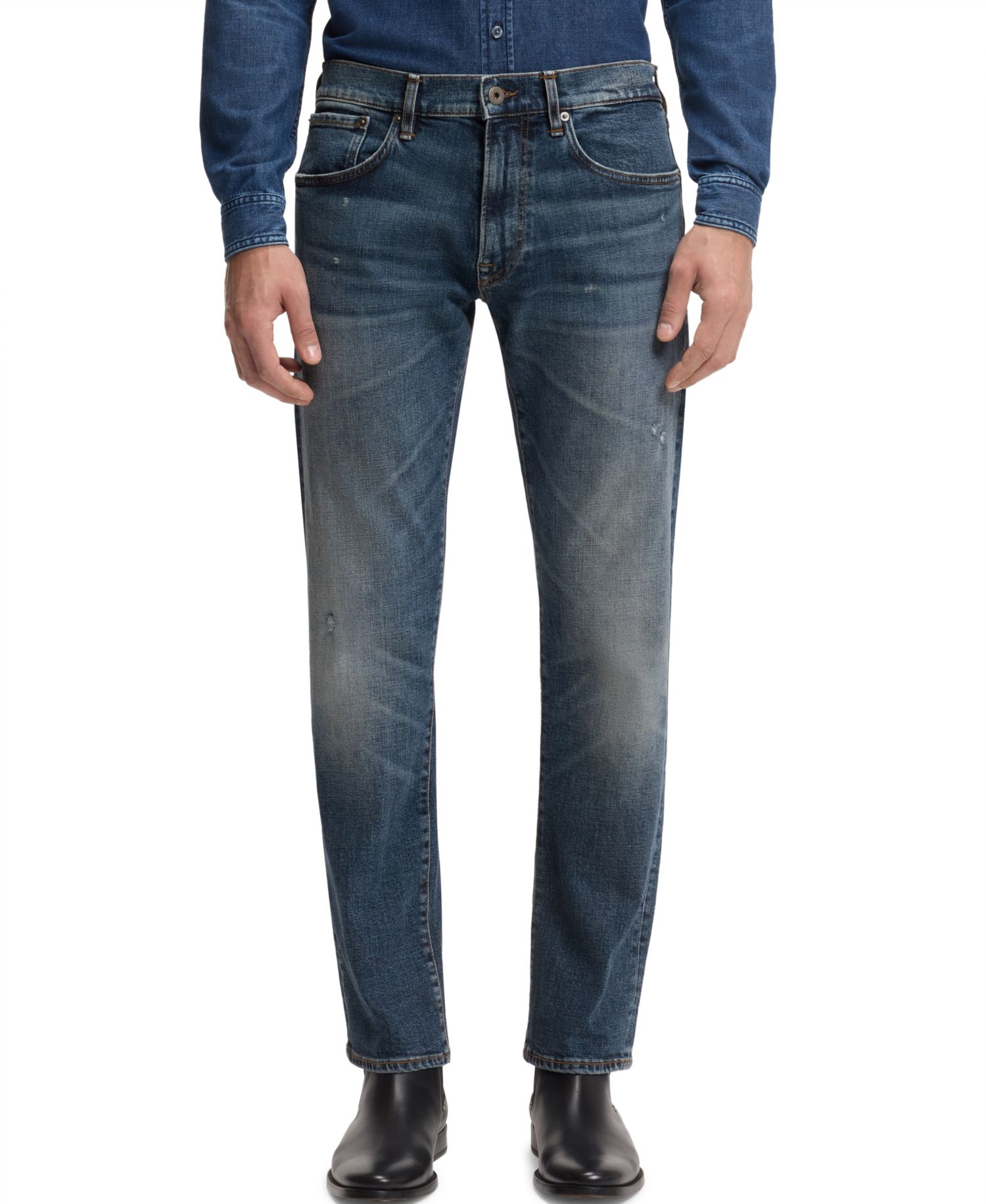 BECKHAM x BOSS Men's Blue Stretch Slim-Fit Denim Jeans