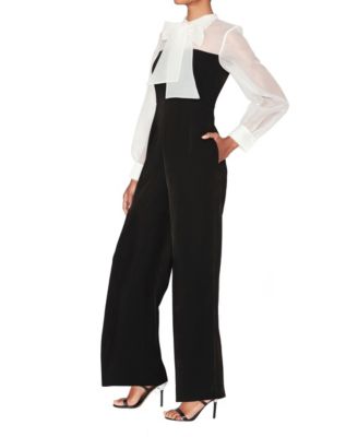Women's Velvet Tuxedo Collared Jumpsuit