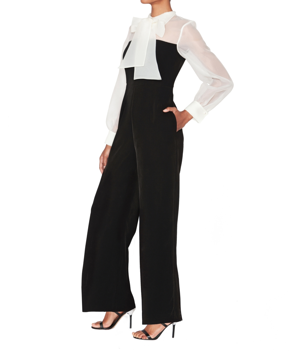 White Tie By Shani Women's Tuxedo Collared Jumpsuit In Multi