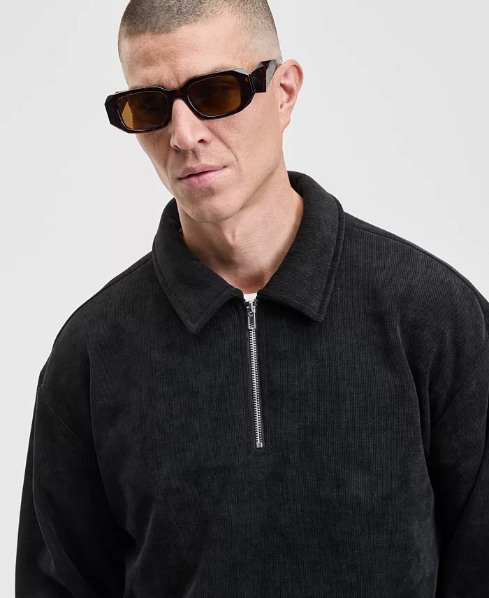 Men's Relaxed Fit Plush Long Sleeve Quarter-Zip Pullover - thumbnail 6