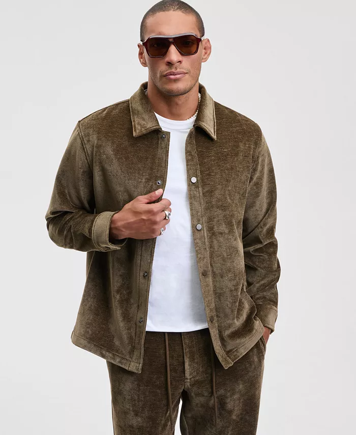 Men's Relaxed Fit Snap Front Soft Overshirt - thumbnail 3