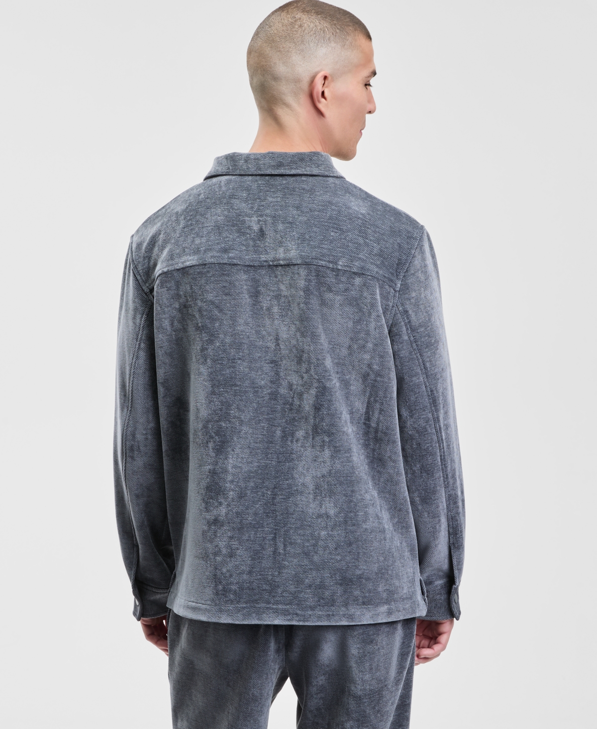Mode Of One Men's Relaxed Fit Snap Front Soft Overshirt, Macy's Exclusive In Gray