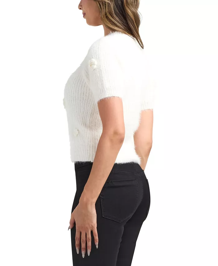Women's Short Sleeve Crew Neck Sweater - thumbnail 2