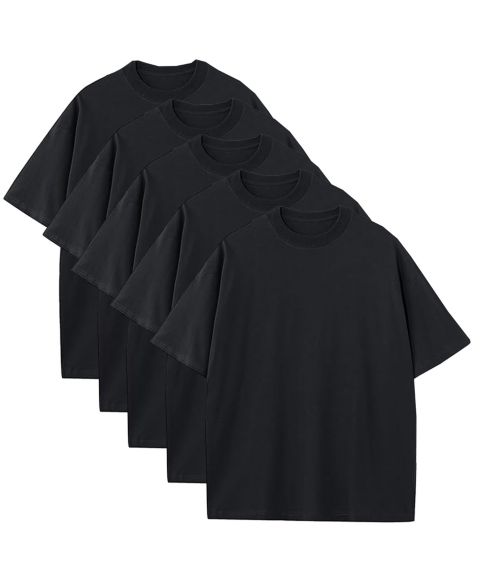Мужские футболки Blu Rock 5-Pack Oversized Crewneck, цвет: Чёрный