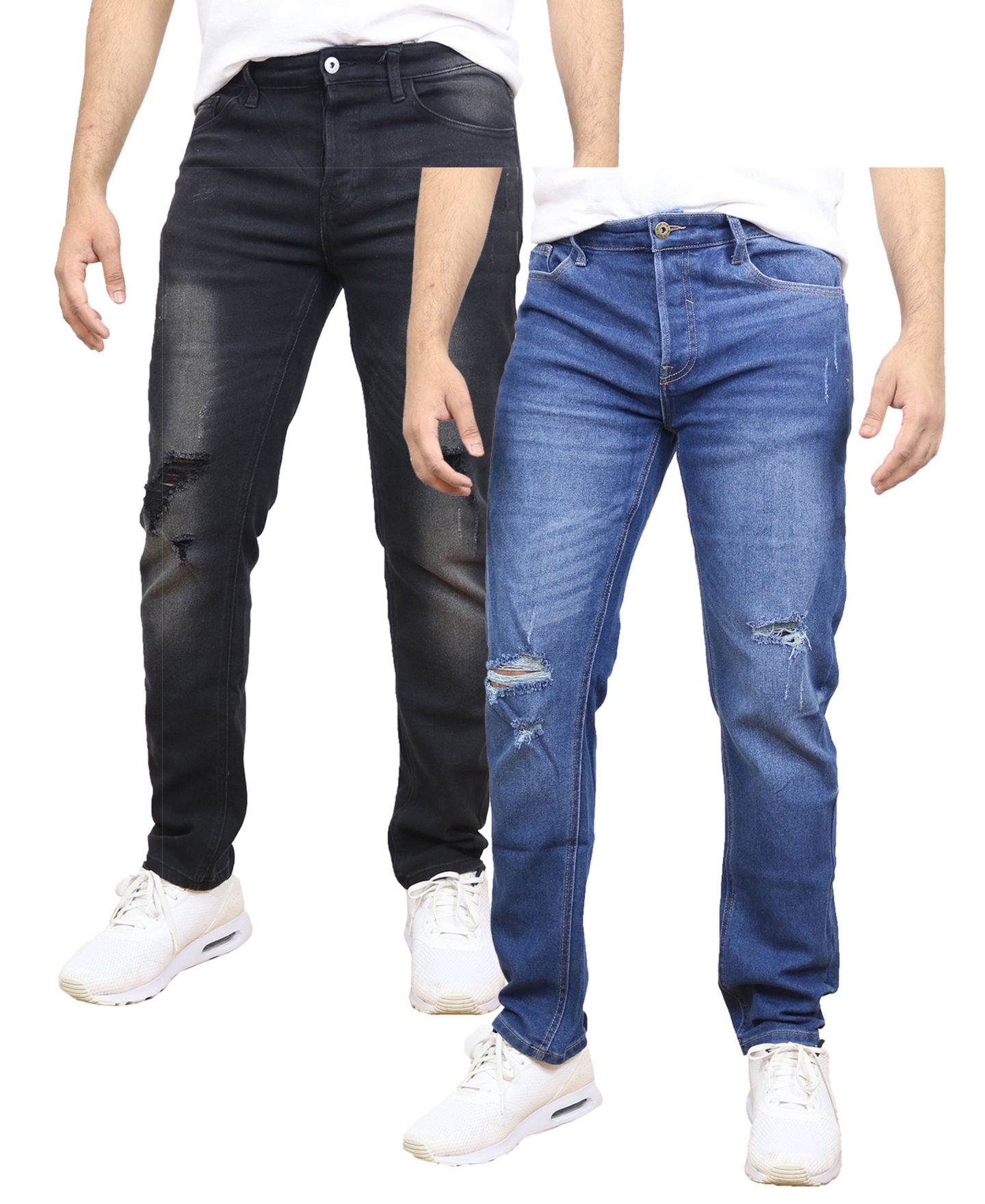 Мужские джинсы Blue Ice 2-Pack Stretch Ripped, цвет: Чёрный / Синий — фото 2