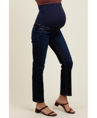 Maternity Navy Blue Classic Ankle Slim Straight Leg Jeans