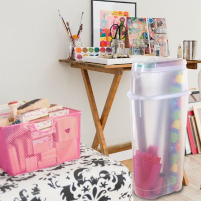 18 Gallon Stackable Storage Container, Dark Indigo Metallic (6 Pack