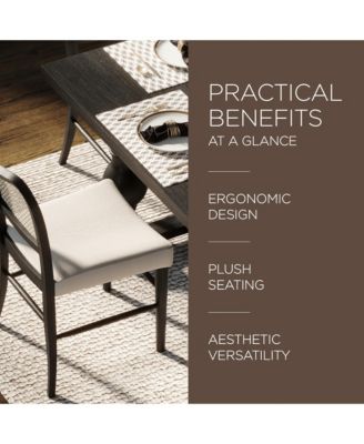 Vera Wooden Dining Chair, Antique Black & Dove Weave Fabric, Set of 2