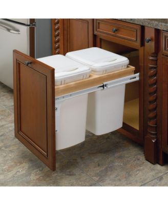 Double Pullout Top Mount Trash Cans 35 qt., White, 4WCTM-18DM2-175
