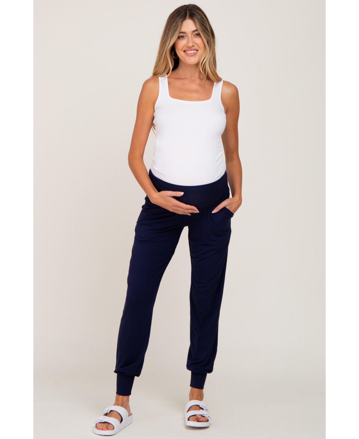 Pinkblush Maternity Navy Blue Band Jogger Pants