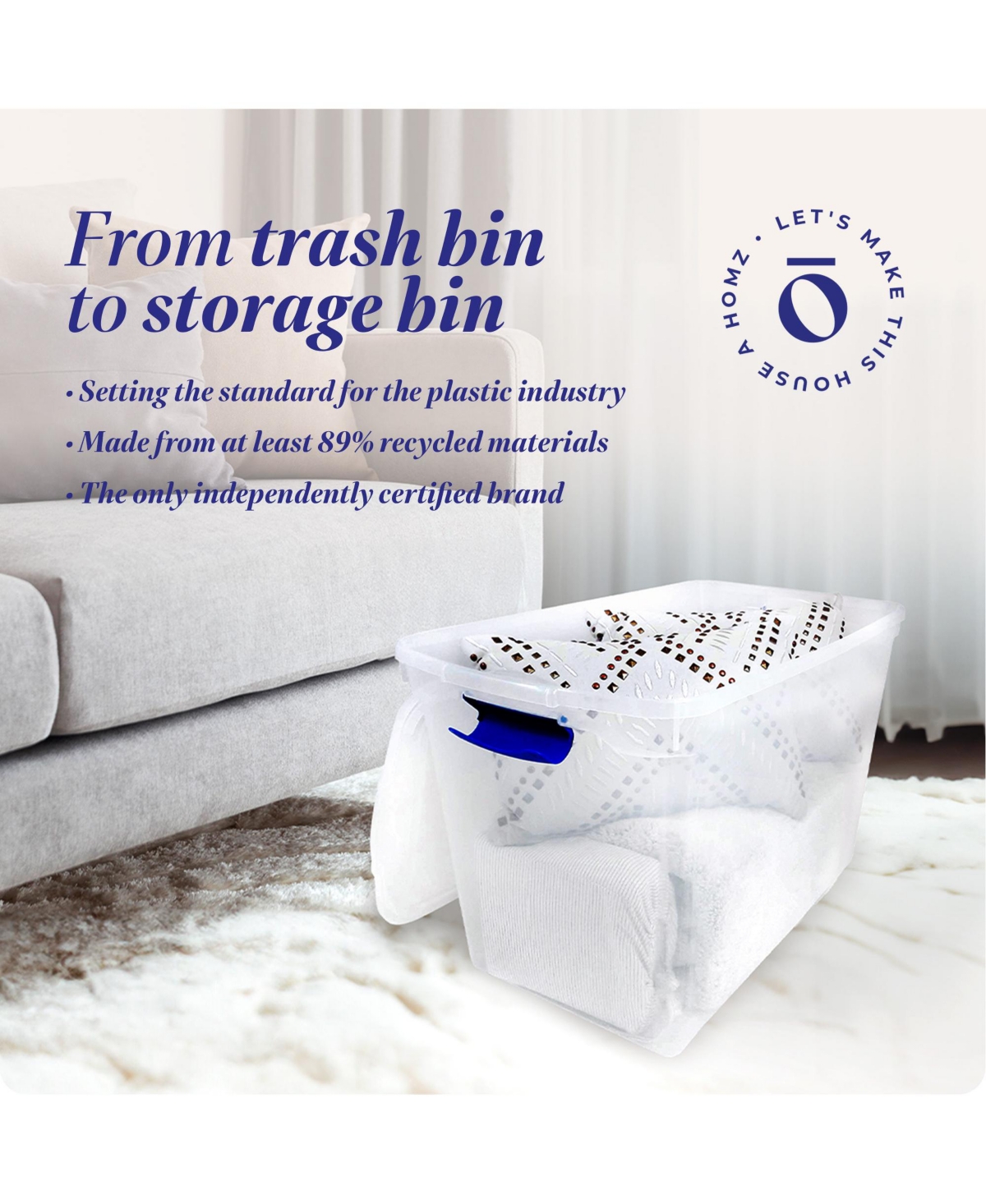 Homz 112 Qt Multipurpose Stackable Storage Bin with Latching Lid, Clear (2 Pack