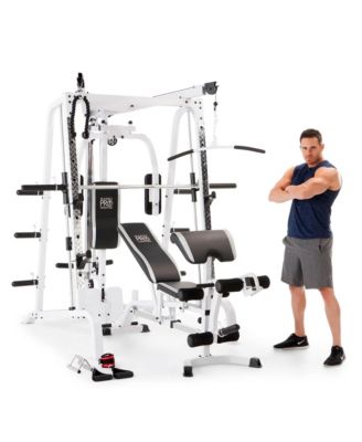 Pro Smith Cage Workout Machine Total Body Training Home Gym System, White