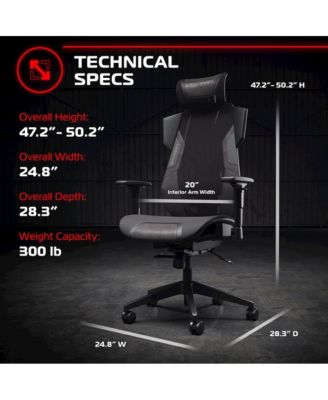 Gaming Chair With Lumbar Support, With Wheels for Computer/Desk/Office - Black