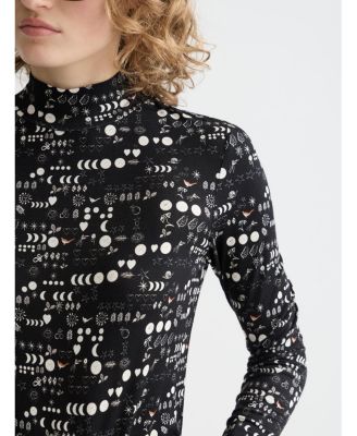 Women's All Over Printed Mock Neck Long Sleeve T-shirt