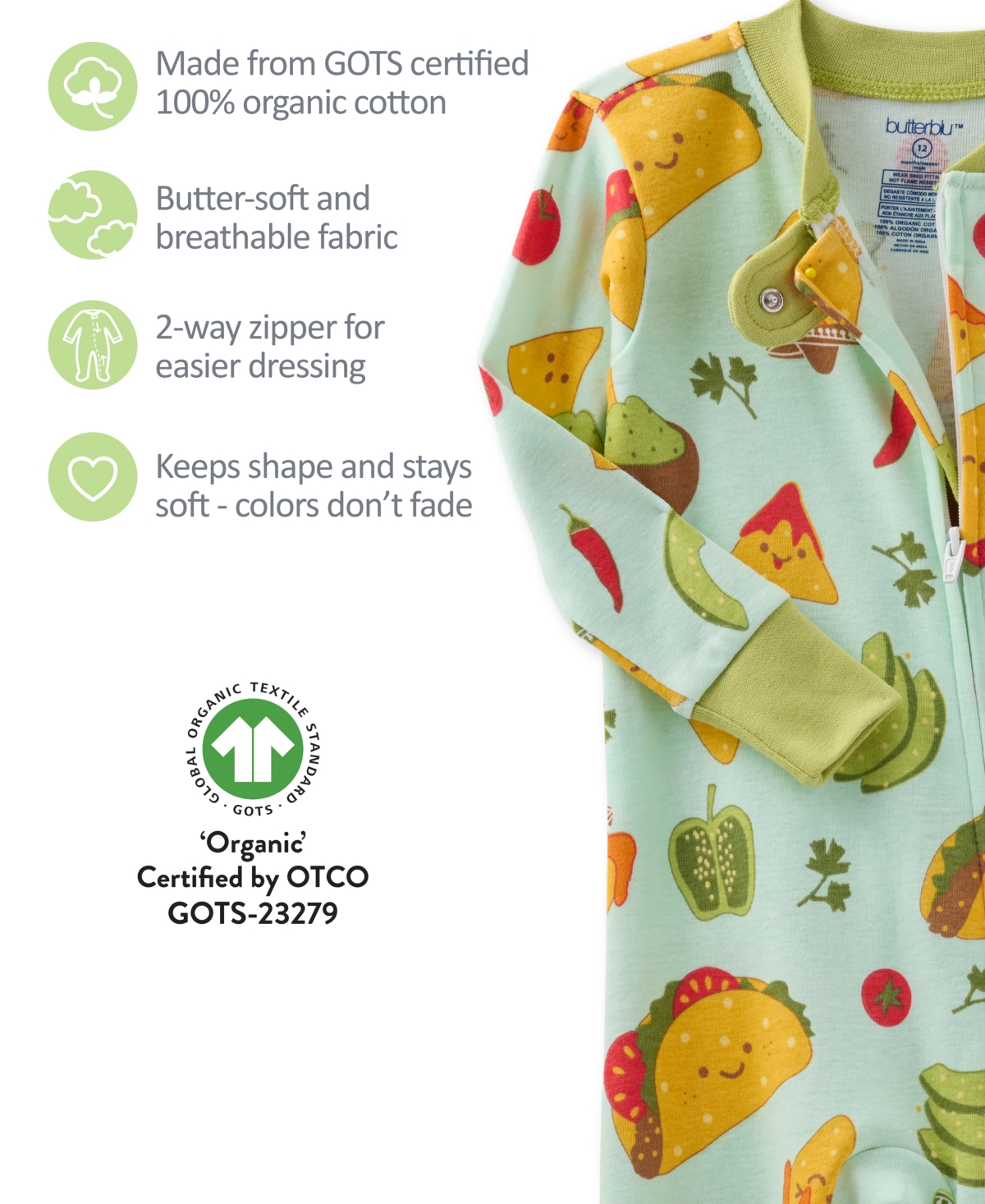 Butterblu Baby Scout Sleep And Play Bodysuit In Multi