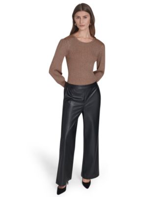 Women's Wide Leg Faux Leather Pants