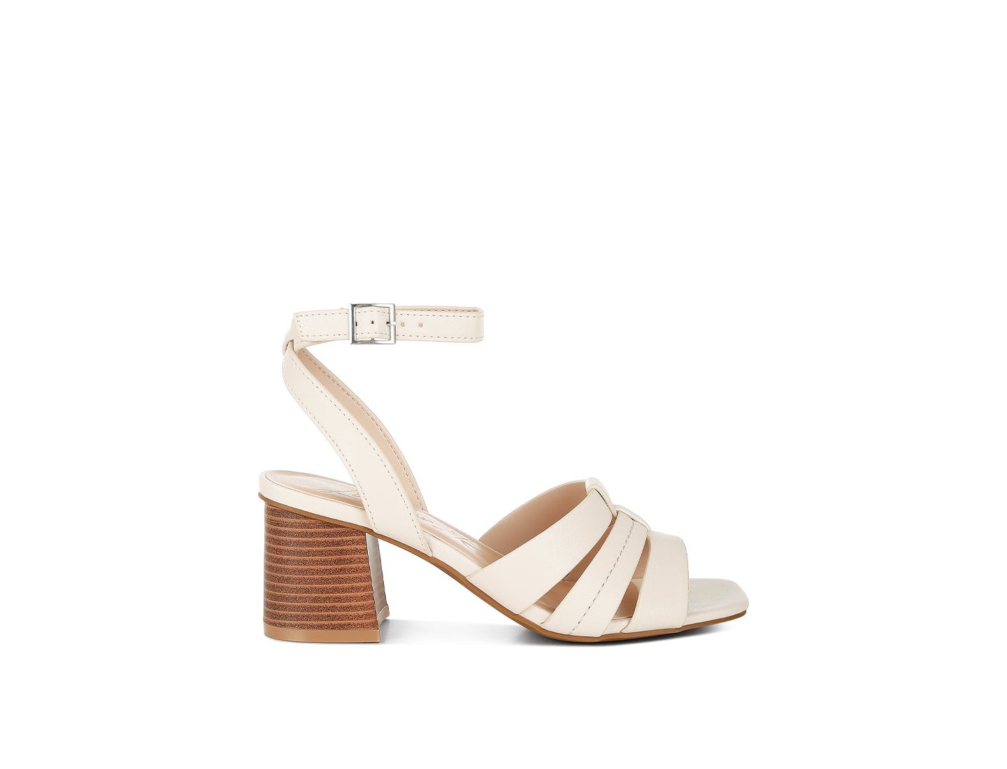 Женские сандалии London Rag Signora Pin Buckle Ankle Strap, цвет: Бежевая искусственная кожа — фото 5