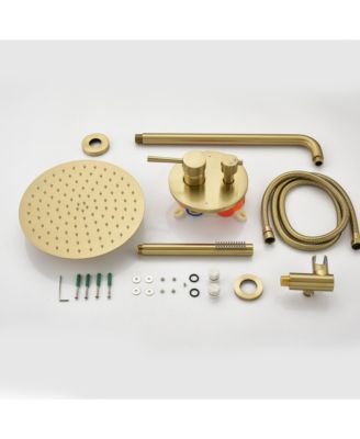 Wall Mounted Shower Faucet Set for Bathroom with High Pressure 10&amp;#x22; Stainless Steel Rain Shower head Handheld Shower Set