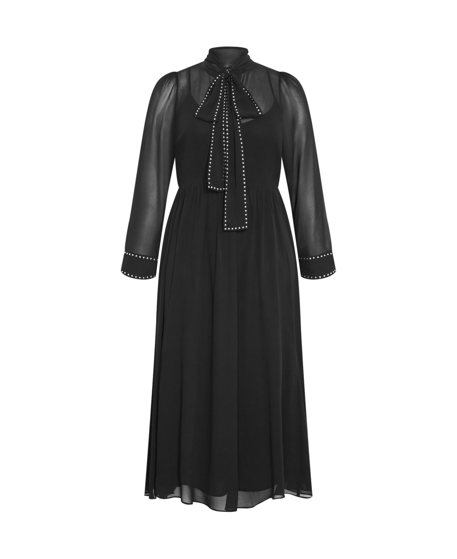 Plus Size Kara Stud Tie Neck Maxi Dress