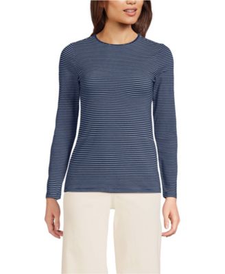 Women's Lightweight Jersey Skimming Long Sleeve Crew Neck T-shirt