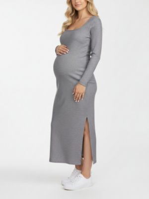 Maternity Square Neck Rib Knit Long Sleeve Bodycon Maxi Dress - Motherhood