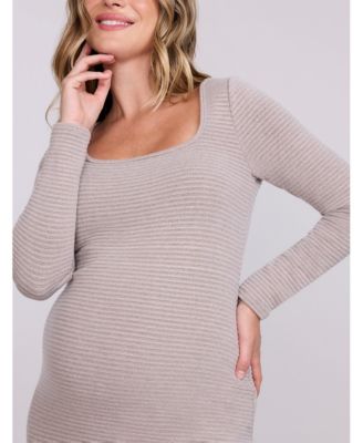 Maternity Square Neck Rib Knit Long Sleeve Bodycon Maxi Dress - Motherhood