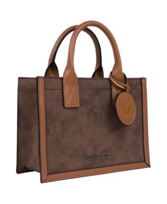 Suede PU Box Tote with Logo Tag