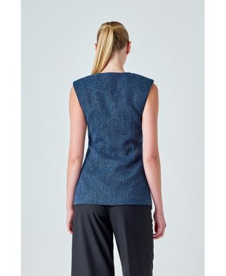 Women's Textured Fabric Long Vest