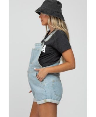 Maternity Light Blue Denim Short Overalls