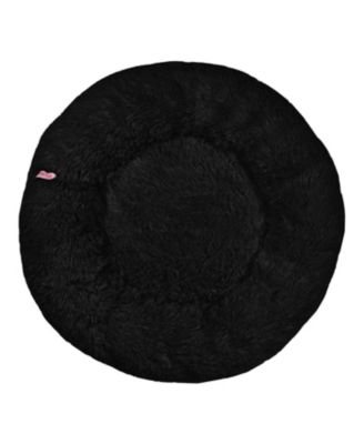 Maisie Bohemian Glam Faux Fur Round Fluffy Calming Donut Pet Bed with Washable Cover