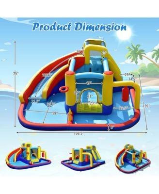 7-in-1 Inflatable Water Slide Water Park Kids Bounce Castle With 735W Air Blower