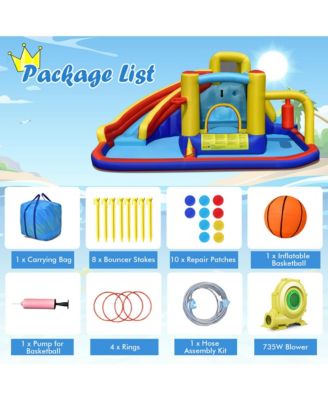 7-in-1 Inflatable Water Slide Water Park Kids Bounce Castle With 735W Air Blower