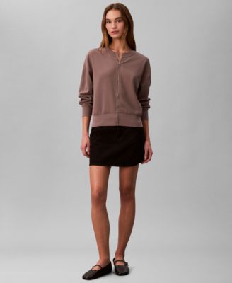 Women's Crewneck Zip Front Cardigan Jacket