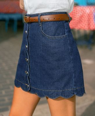 Women's Round & Round Blue Mini Skirt