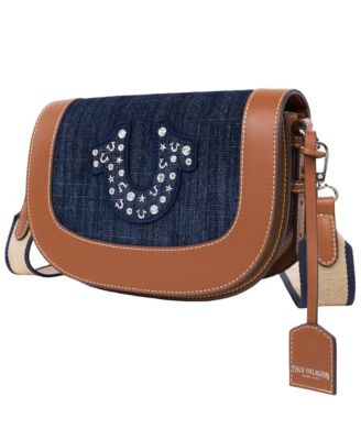 Studded Logo Denim Flap Bag