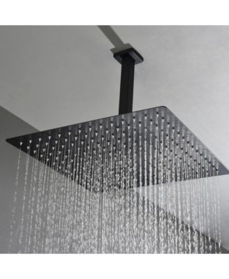 16&amp;#x22; Matte Black Shower Head - Luxury Rainfall Showerhead with Self-Cleaning Nozzles, Universal Fit - Bathroom Upgrade