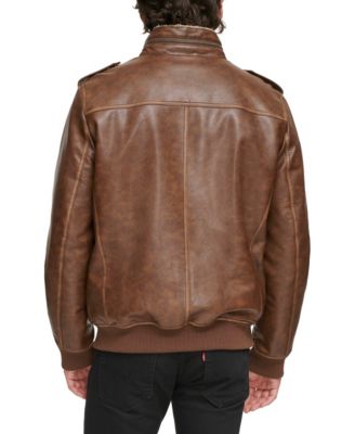 Men's Sherpa Lined Faux Leather Aviator Bomber