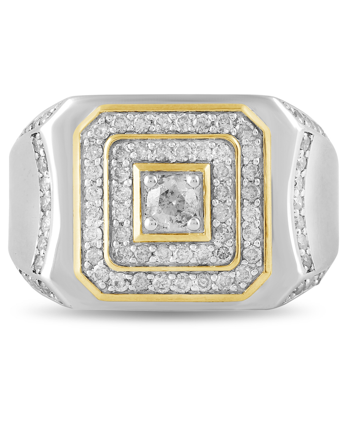Macy's Men's Diamond Ring (1 ct. t.w.) in Yellow Gold Plated Sterling Silver