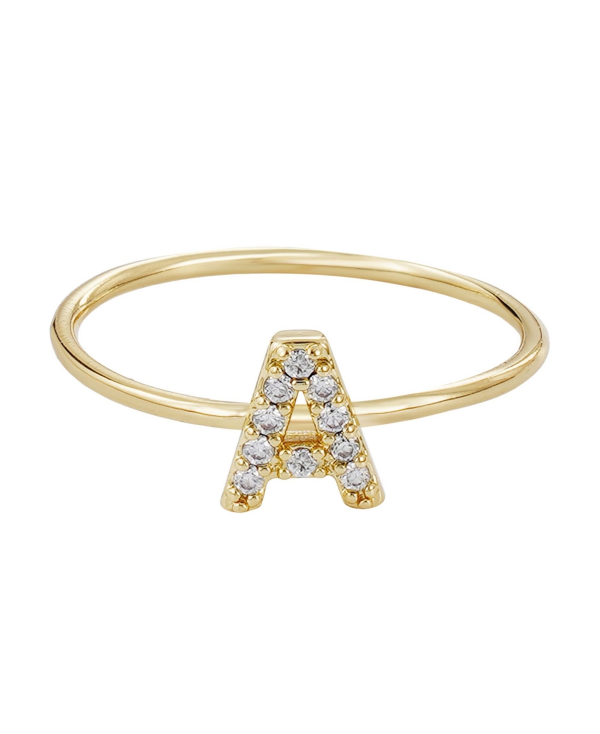 Adornia Gold Cubic Zirconia Pave Initial Ring A Sz 6 In Gold