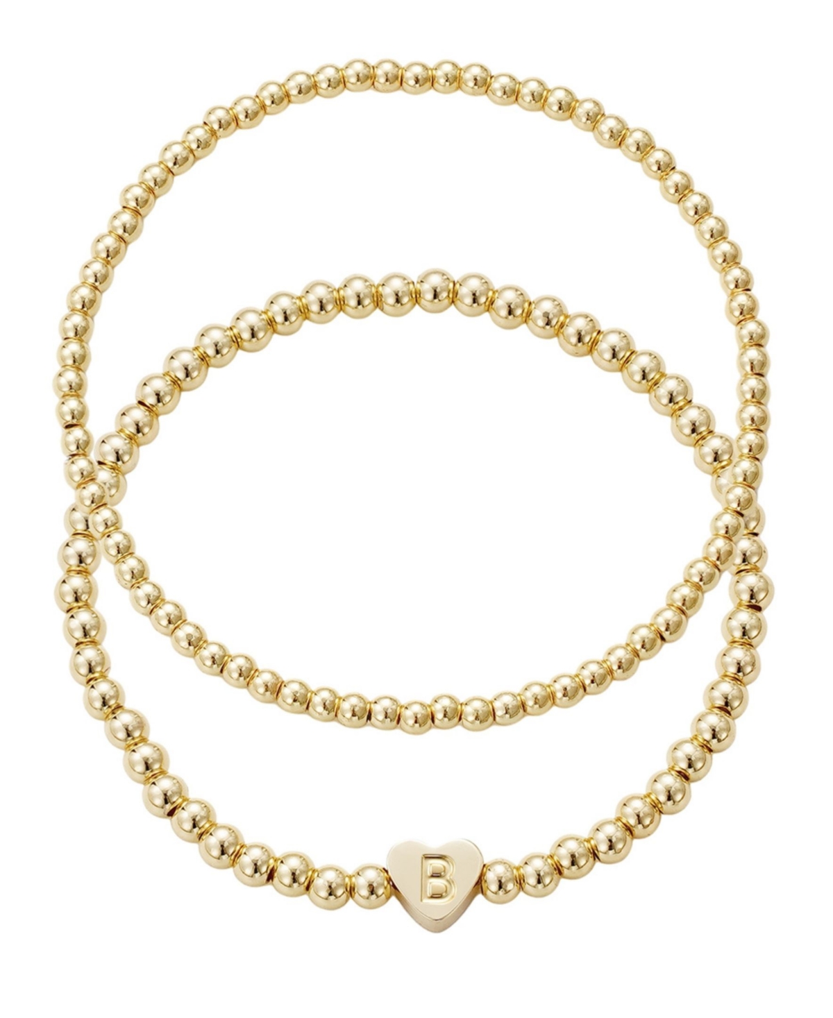 Adornia Gold Ball Bead Initial Bracelet Set